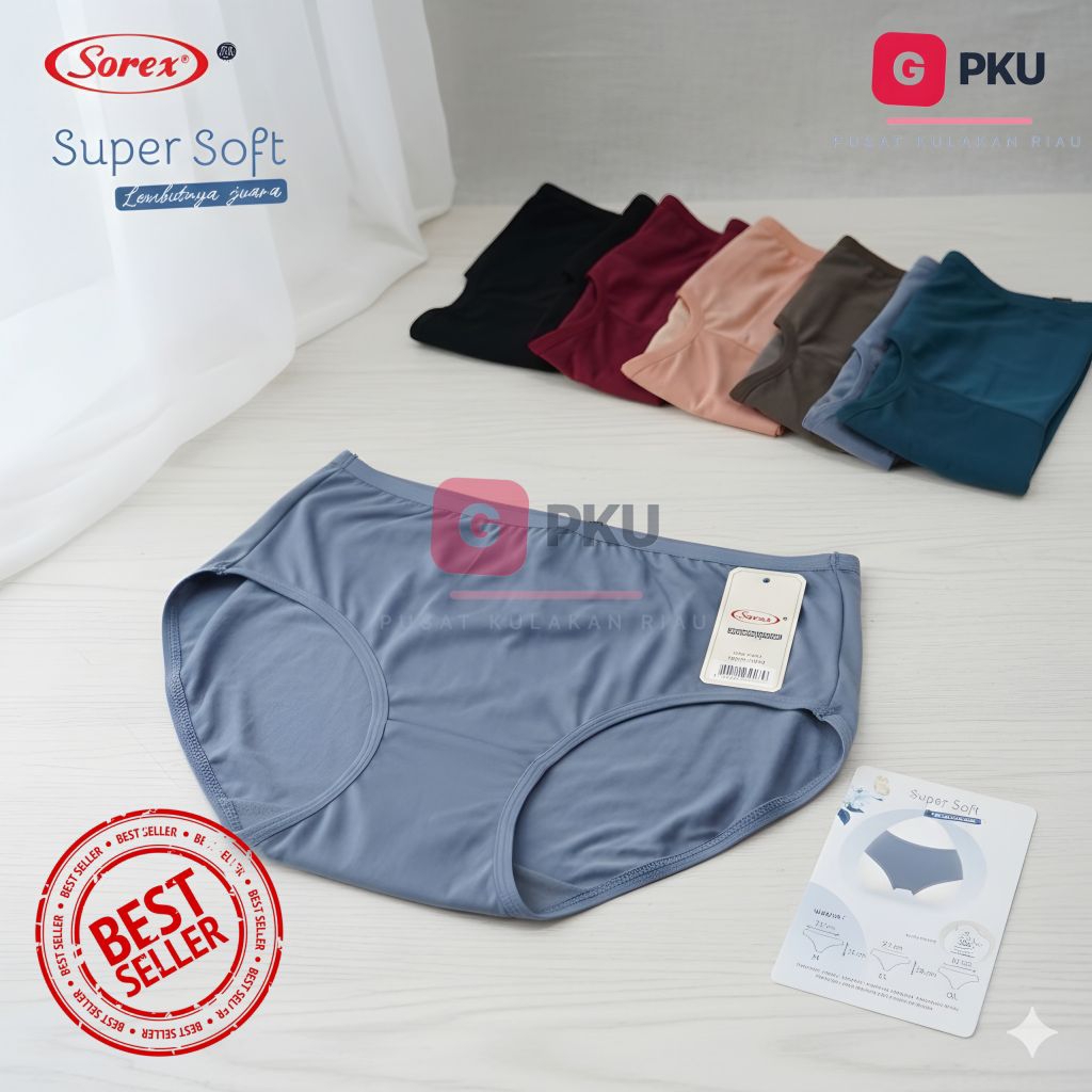 6 Pcs Celana Dalam Wanita Sorex 1239 Midi - CD Sorex Bahan Katun Super Soft Lemput - CD Sorex 1239