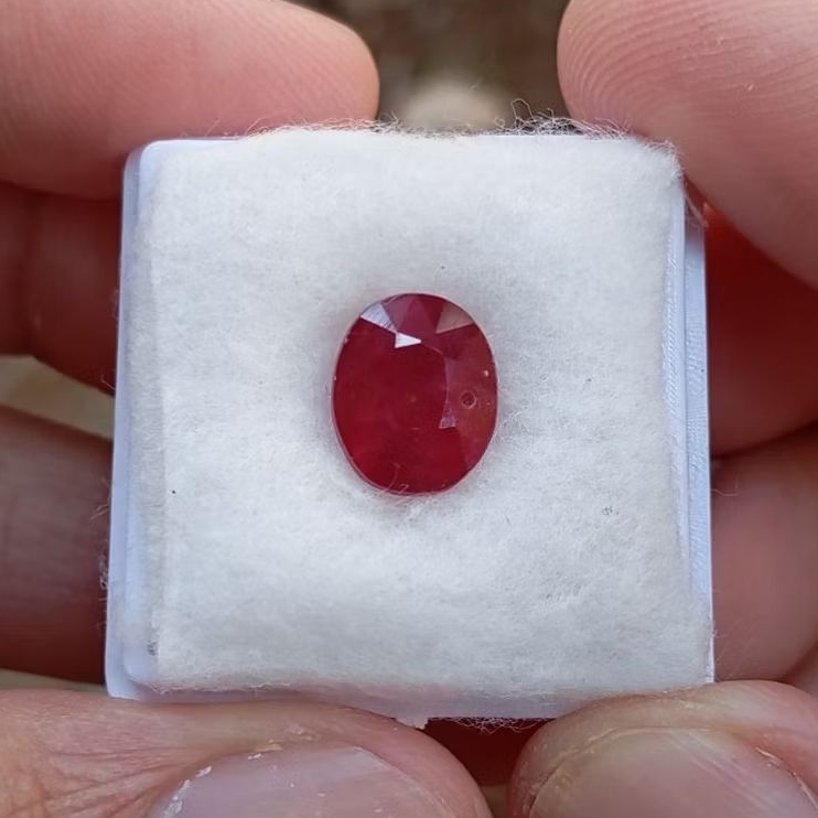 Batu permata natural red ruby + Memo GLI