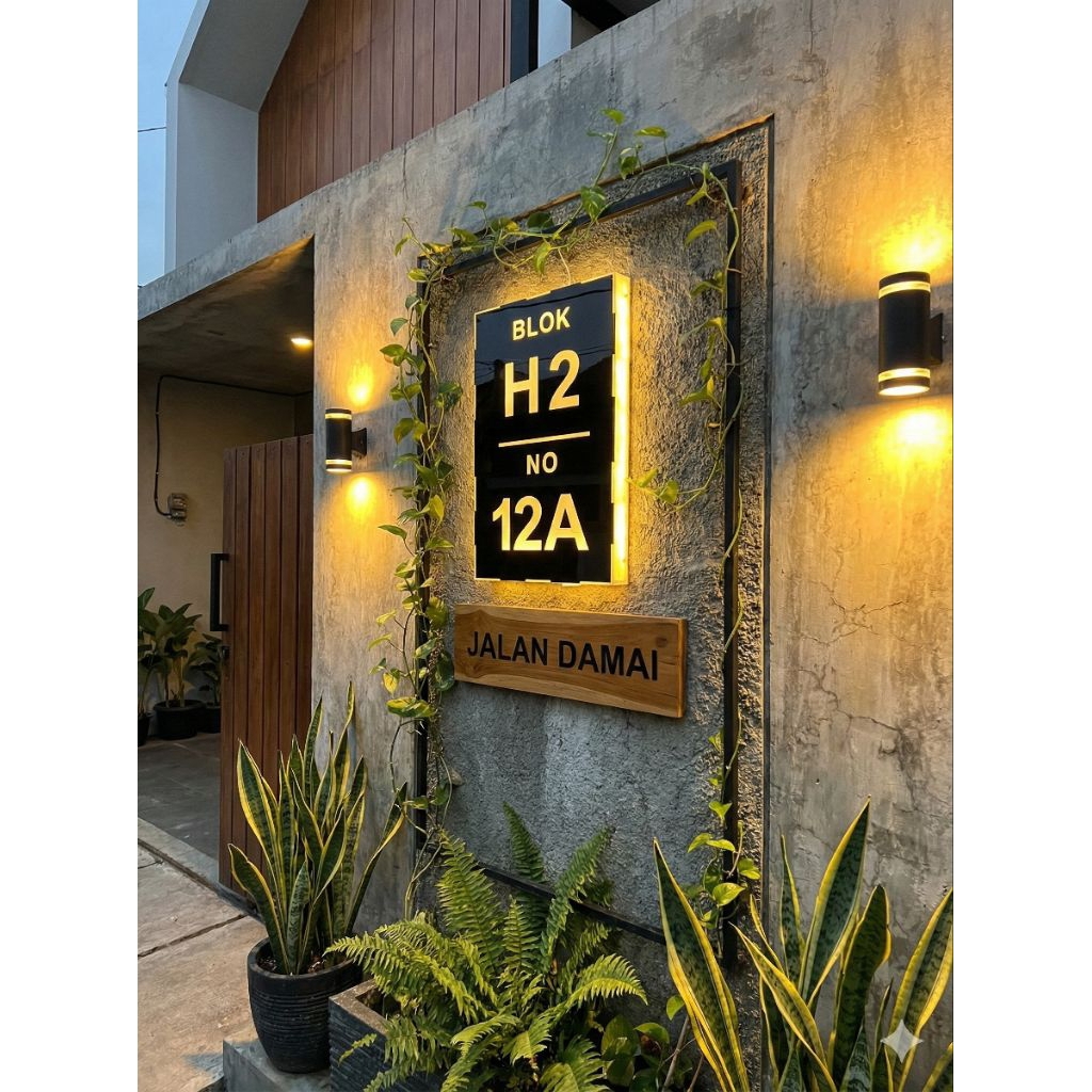 Nomer Rumah Led Box/Neon Box Akrilik/Alamat Rumah Led Outdoor/Signage Alamat Nyala Mewah