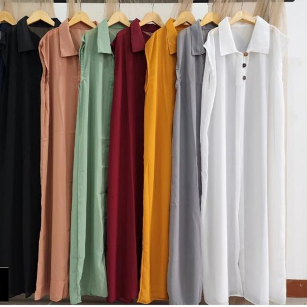 Outer Cardigan Bahan Ceruty Babydoll Tanpa Lengan Atasan Baju Panjang Wanita Nyaman