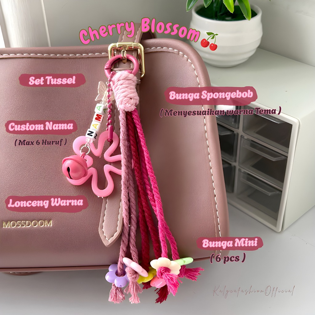 Bag Charm  Keychain Macrame Tussle Custom Nama Keychain Macrame Gantungan Tas Gantungan Kunci Tali