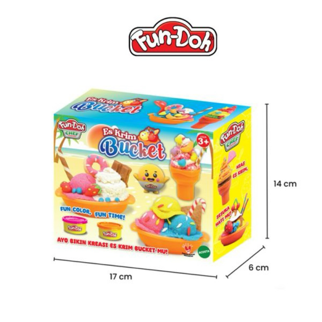 Fun-Doh Ice Cream Bucket Playset – Mainan Lilin Anak Cetak Es Krim & Dessert