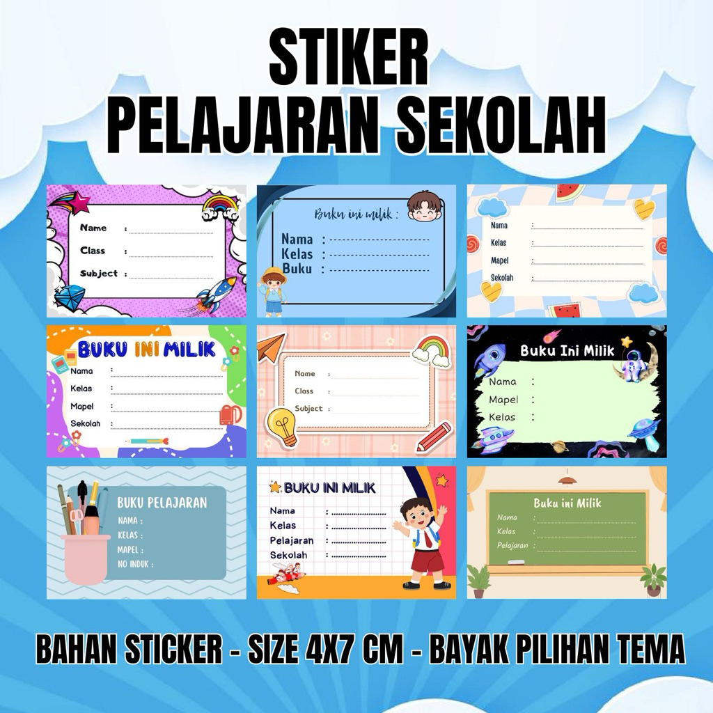 STICKER LABEL BUKU PELAJARAN SEKOLAH Termurahh