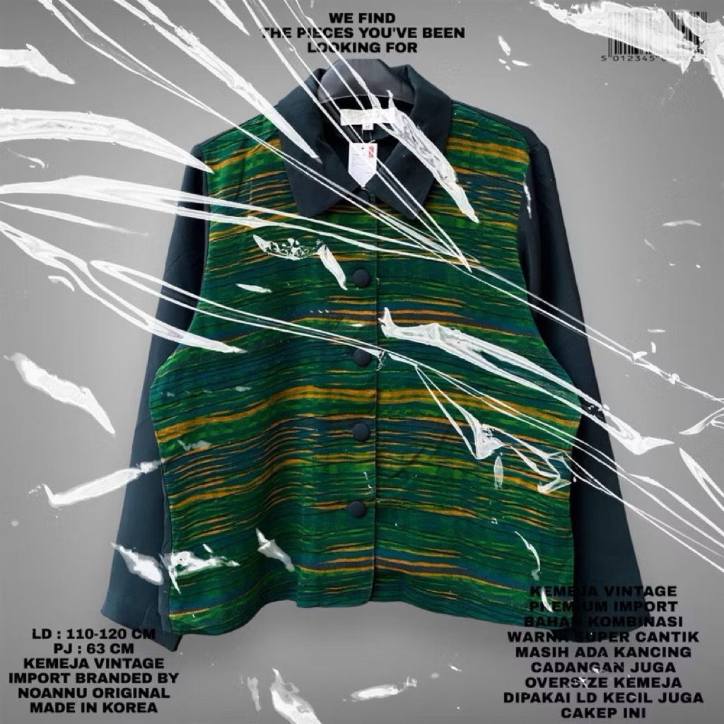 [FLASMA] NNOANU ORIGINAL KEMEJA VINTAGE KOREAN/KEMEJA EMERALD GREEN VINTAGE RETRO KOREAN LOOK/KEMEJA