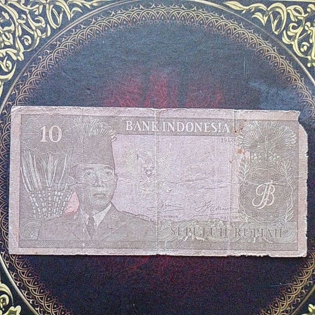 Uang Sukarno 10 rupiah 1960 fine cuil