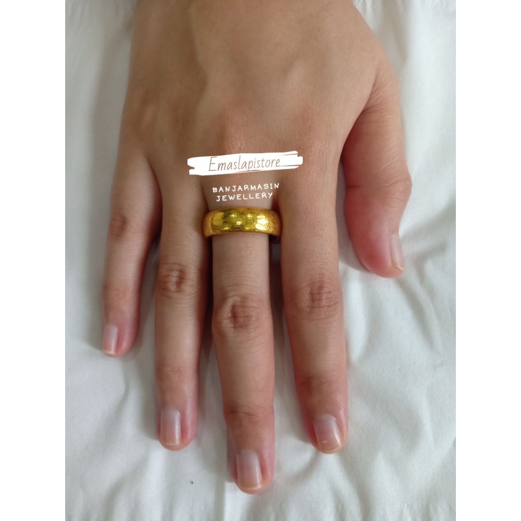 Cincin Medium Jumbo Nikah Polos Lapis Emas 999 Banjar