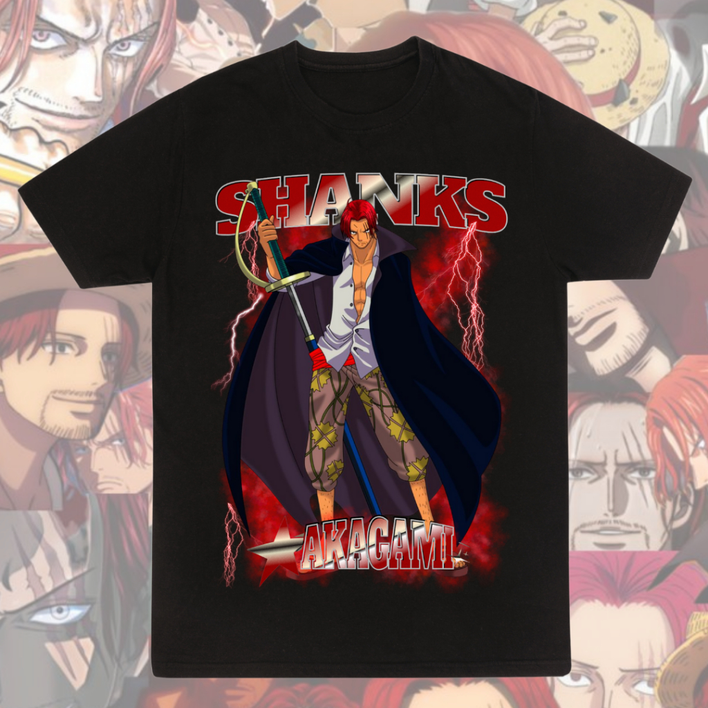 T-Shirt Anime Shanks One Piece Kaos Sablon DTF Premium Cotton 24s Bootleg Design