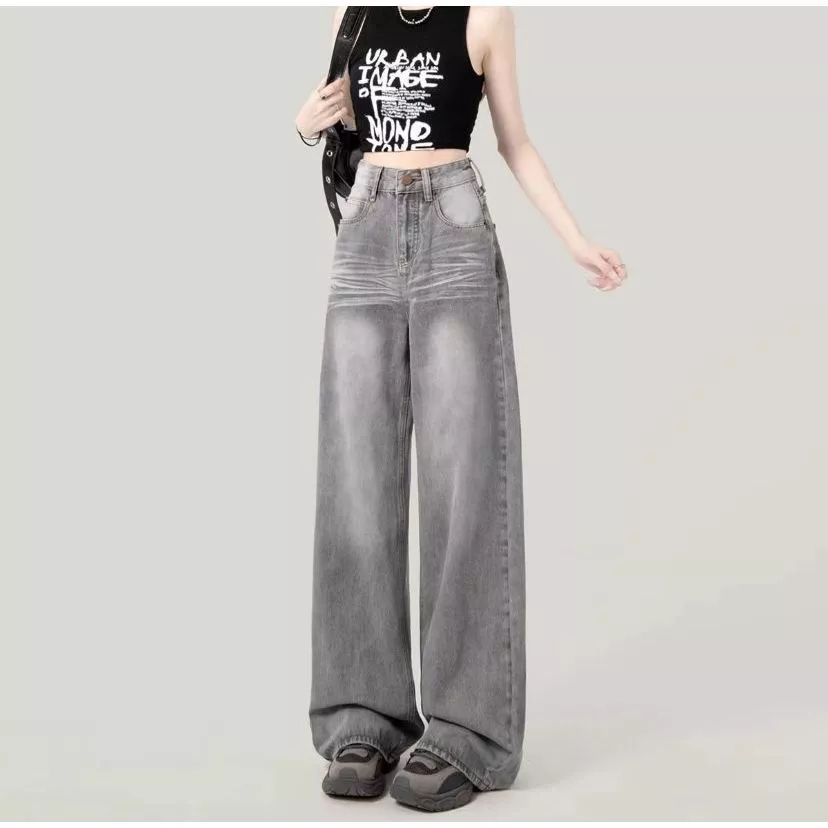 Highwaist Baggy Jeans Hangover Wanita-Celana Kulot Jeans Loosepant Gombrong Highwaist Wanita Jeans P