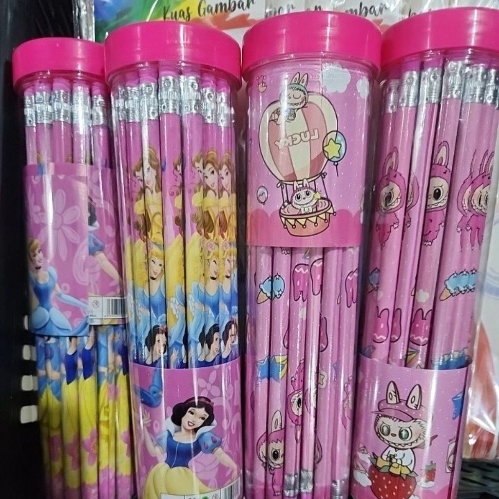 Grosir 1 Tube Pensil Karakter Lucu || Pensil Fancy || Pensil Tulis ||  Pensil Tabung