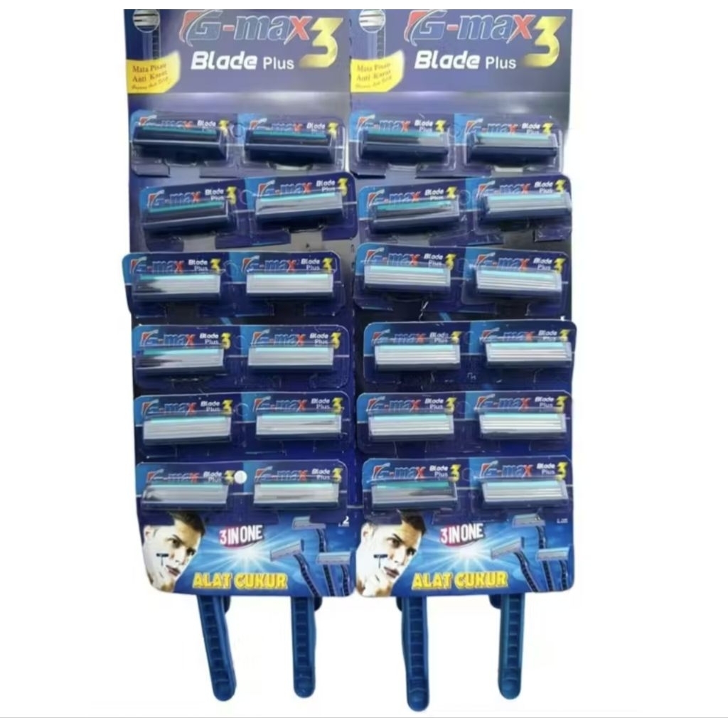 pisau cukur kumis jenggot G-Max supermax 3 blade blueplus- Pilihan Hemat Para Pria