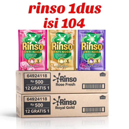 1 Dus / Karton Rinso Cair 20gr Isi 104 Sachet