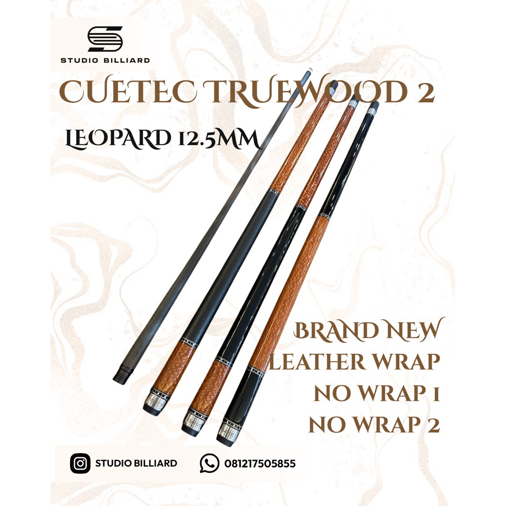 cuetec truewood gen 2 leopard leather wrap / no wrap baru