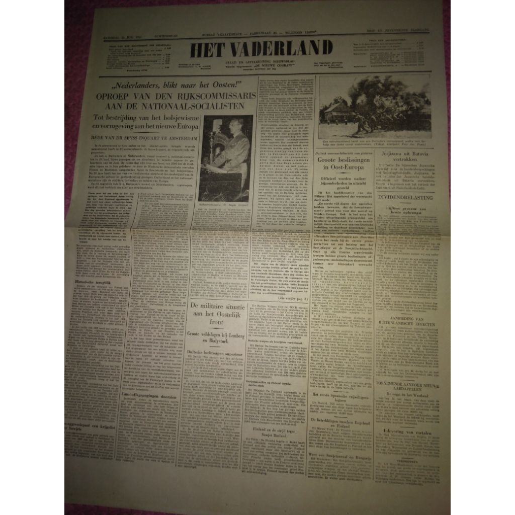 Koran Kuno HET VADERLAND Th 1941 - Koran jadul lawas antik