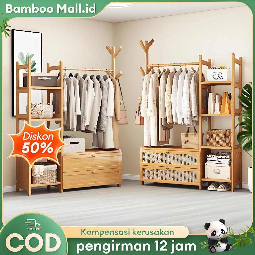 Rak Gantungan Baju Lemari Baju Kayu Lemari Baju Gantung  Lemari Pakaian Multifungsi Bayi Estetik