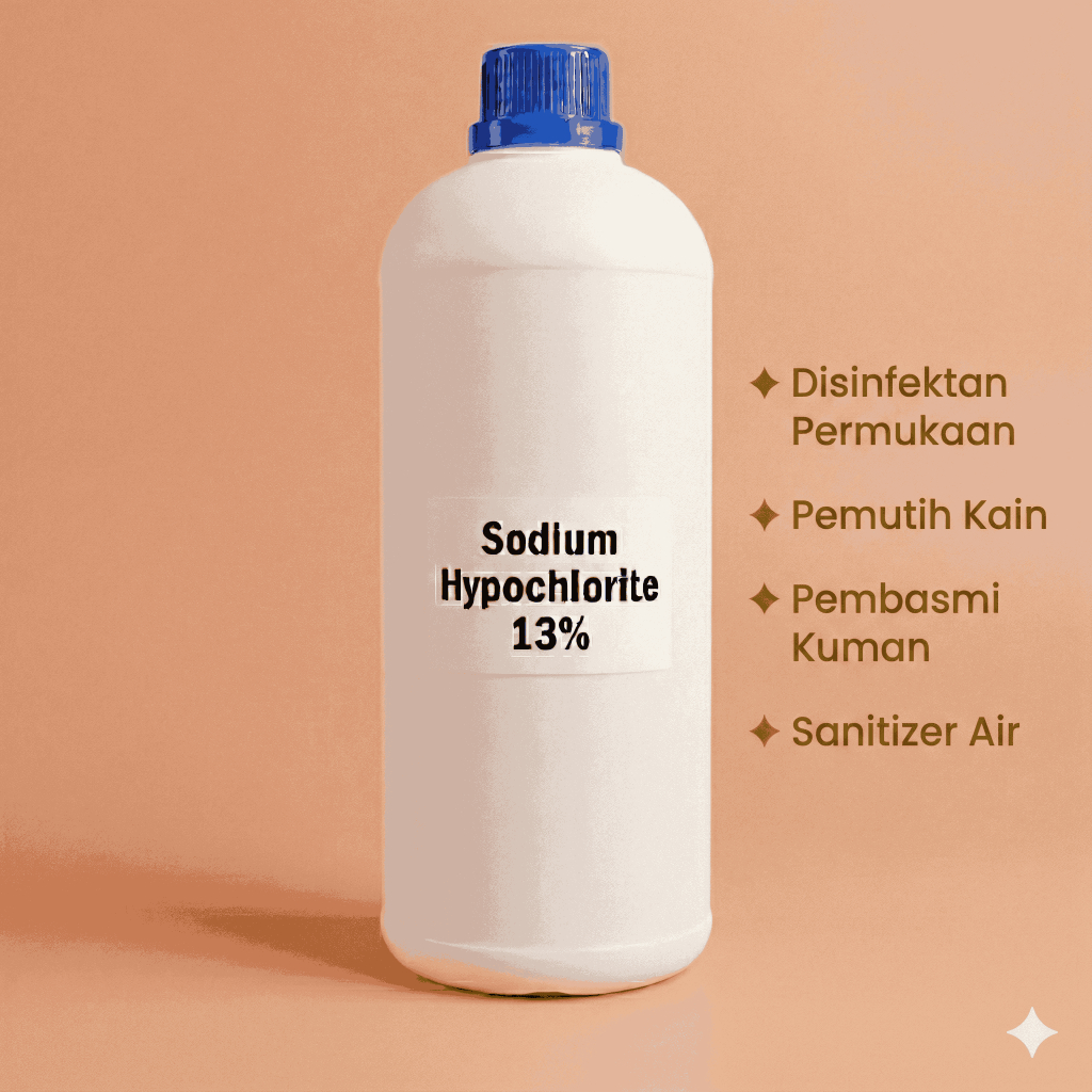 Sodium Hypochlorite 1 kg /Kaporit cair 13% /Sodium Hipo/ Biang Disenfektan/ Natrium Hipoklorit/NaOCI