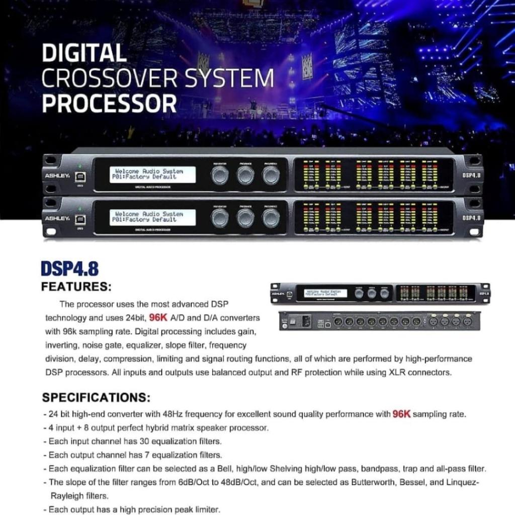 SPEAKER MANAGEMENT ASHLEY DSP4.8 DIGITAL CROSSOVER SYSTEM PROCESSOR ASHLEY DSP 4.8 ASHLEY DSP48