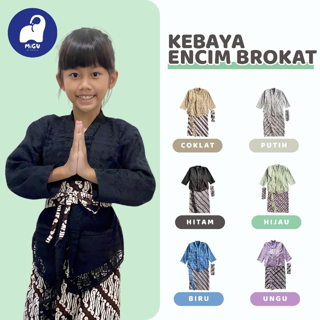 MIGU KEBAYA ANAK ENCIM BROKAT HIJAB MUSLIM LENGAN PANJANG KEBAYA ANAK JAWA BAJU ADAT BALI JAWA BAGUS