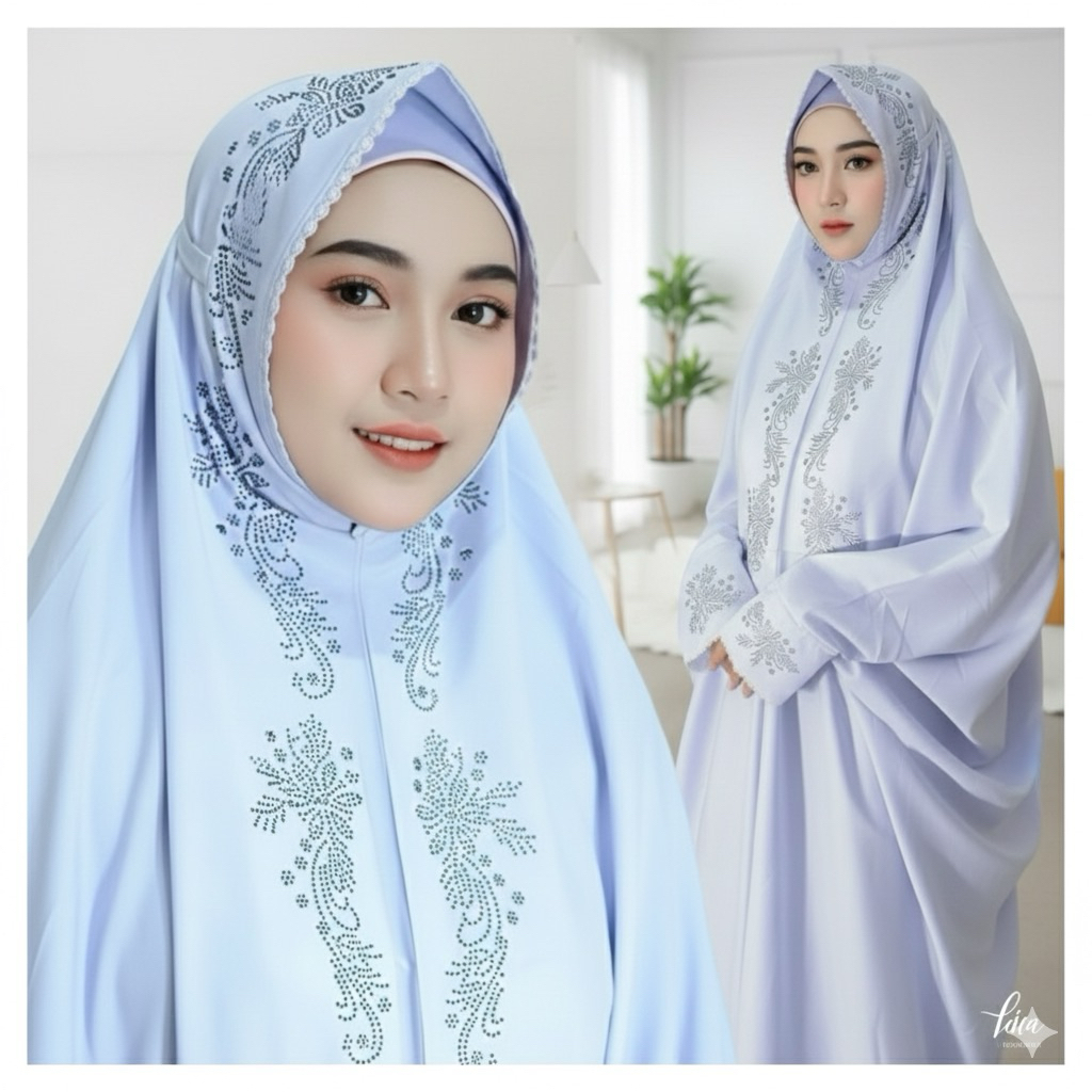 MUKENA TERUSAN DEWASA PAYET CANTIK ELEGAN KATUN POLINO MIKRO PREMIUM SILK SEMI SUTERA SUTRA MUKENAH 