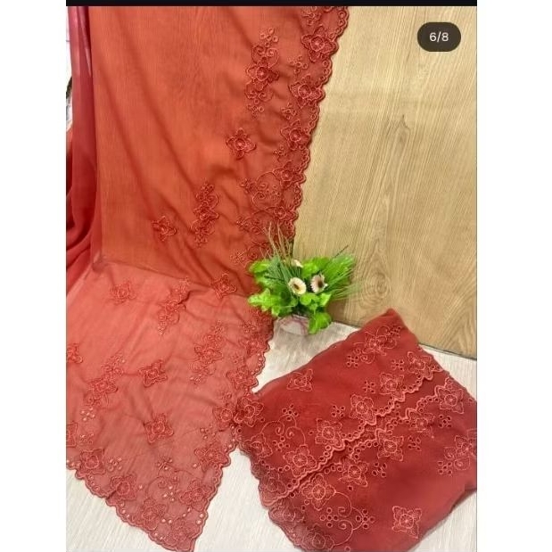 kain kebaya bordir sweet teracotta