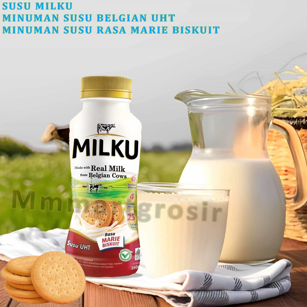Susu Milku / Minuman Susu Belgian UHT / Minuman Susu Rasa Marie Biskuit / 200ml