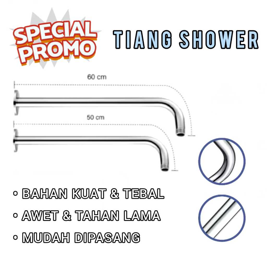 Shower Pipe Pipa Tiang Shower Mandi Gantung Wall Shower Pipa Dinding Tembok Bracket Shower Gantung A