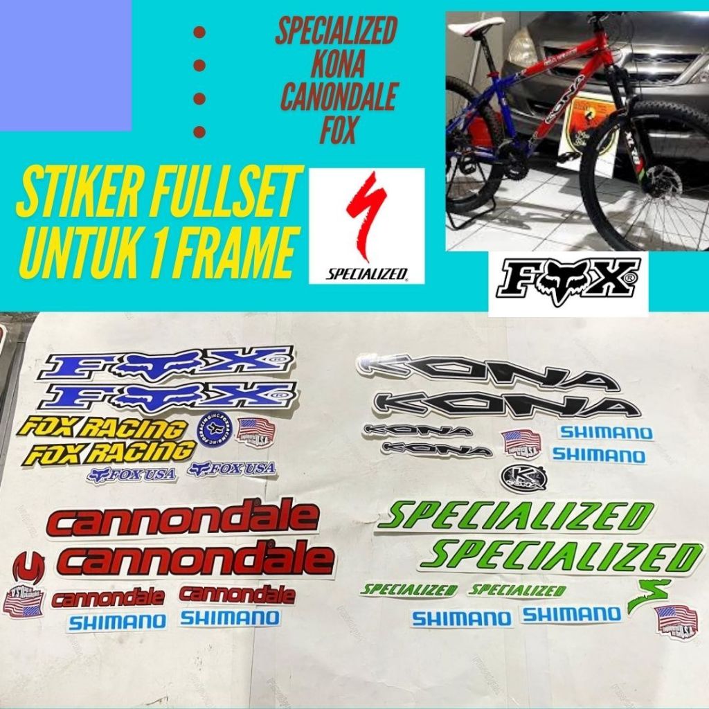 FOX Sticker Merek Sepeda MTB Complete fullset 1 Frameset SPECIALIZED KONA CANNONDALE