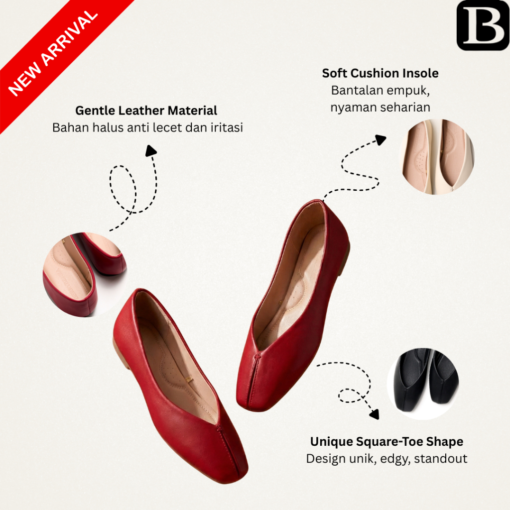 Berrybenka - Sofia Meisa Leather Flat Shoes Sepatu Flatshoes Wanita