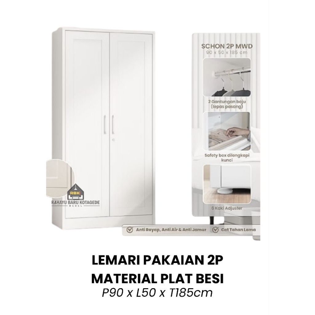 Lemari Pakaian 2 Pintu Full Plat Lemari Gantung Besi Lemari Pakaian Jogja