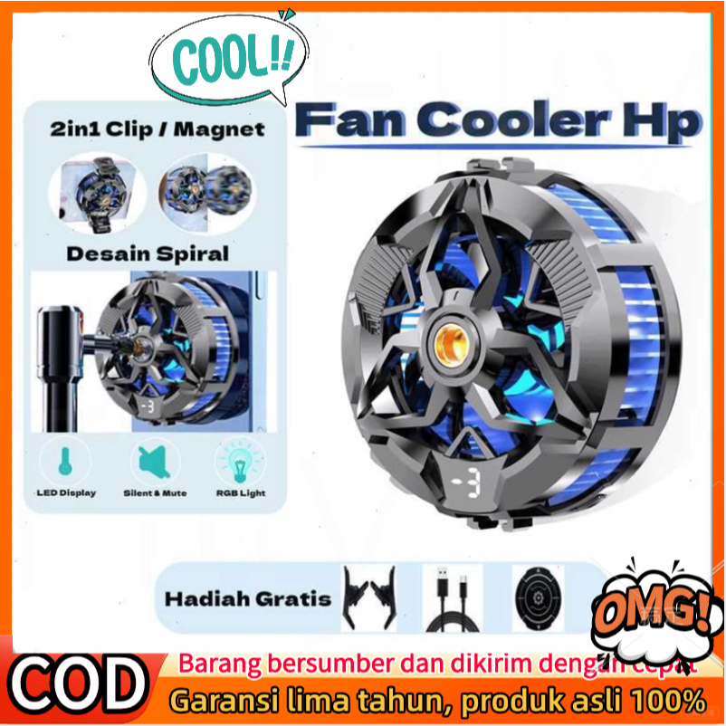 (COD/Gratis Ongkir)  Asli asli X88 Pendingin HP Gaming Cooler Fan RGB Lampu Magnetik Digital Display
