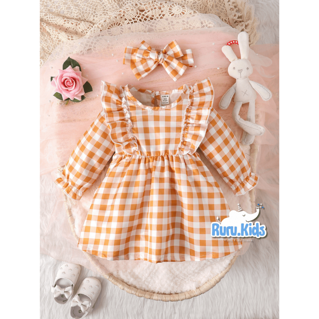 Baju Anak Perempuan / Baju Anak Baju anak Perempuan Promo / DRESS BAYI ANAK NESYA Kotak-kotak