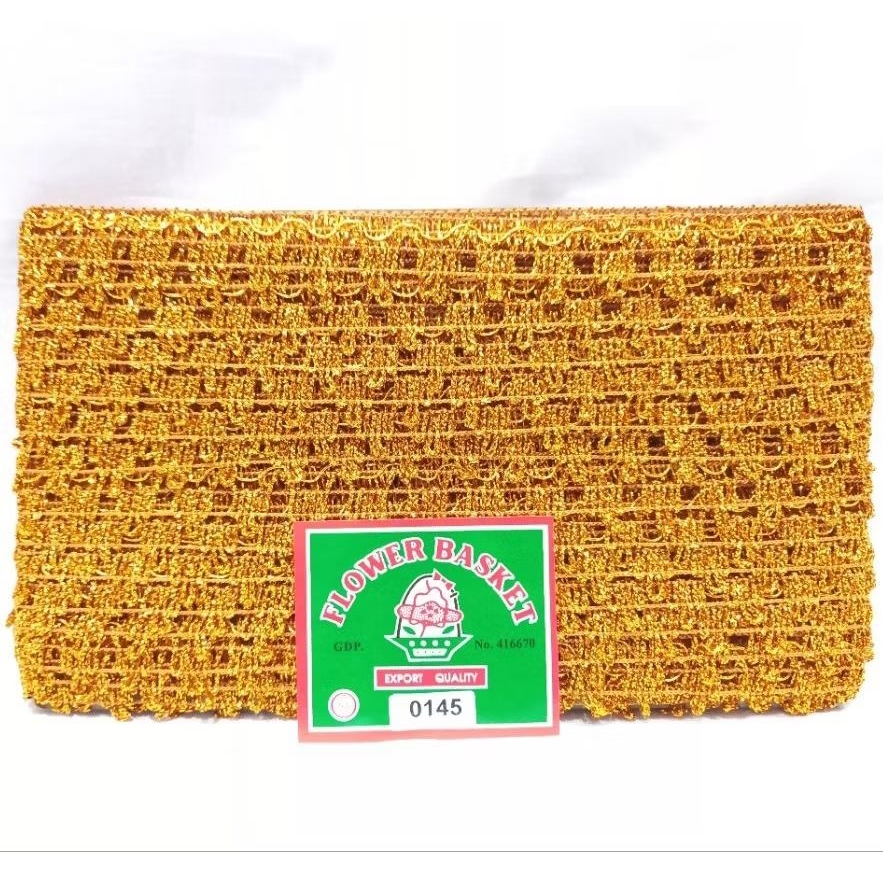 Renda 0145/renda emas lebar 1.5 cm/renda silver kecil/renda mas & perak/renda mini/isi 18 meter/rend