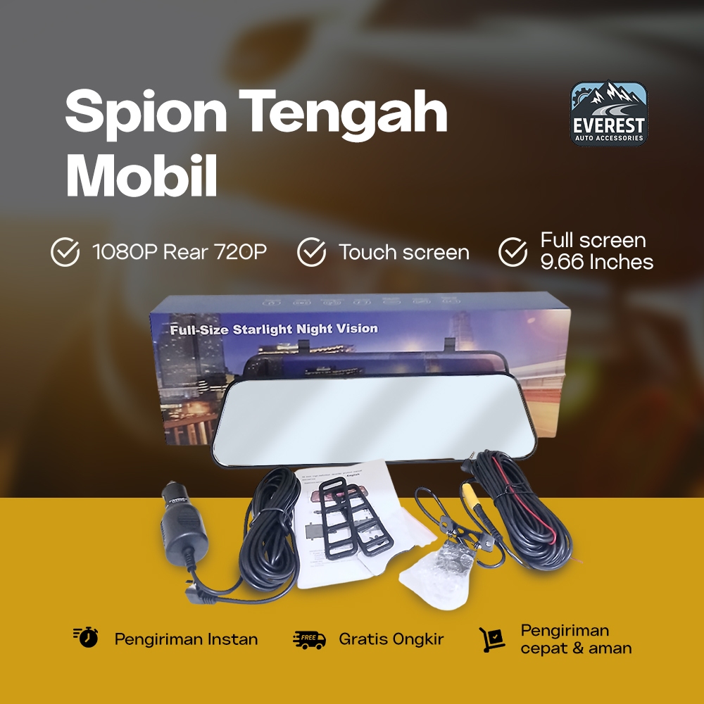 Everest Auto - Spion Tengah Mobil | Kaca Spion Tengah Mobil Car DVR HD Full dan Touch Screen