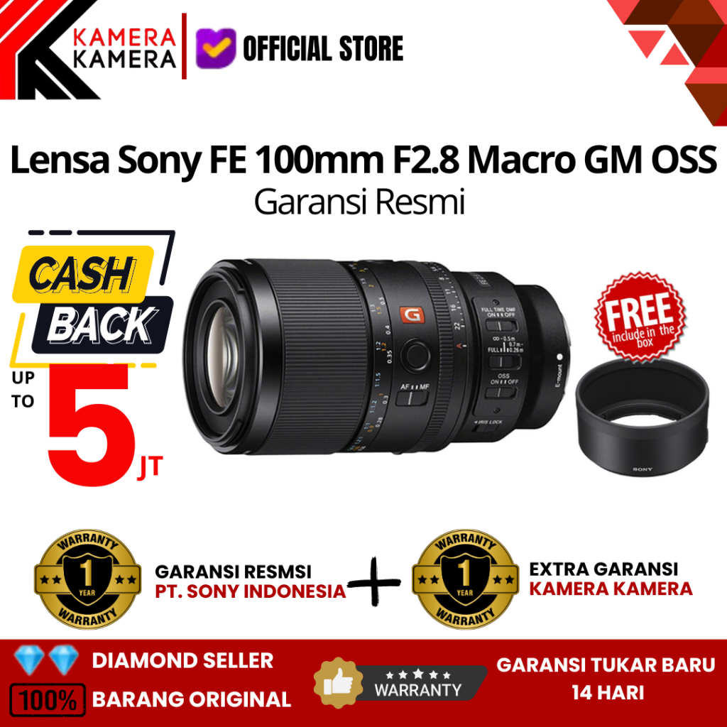 Lensa Sony FE 100mm f2.8 Macro GM OSS Lens Sony FE 100 mm f/2.8 Macro GM Garansi Resmi
