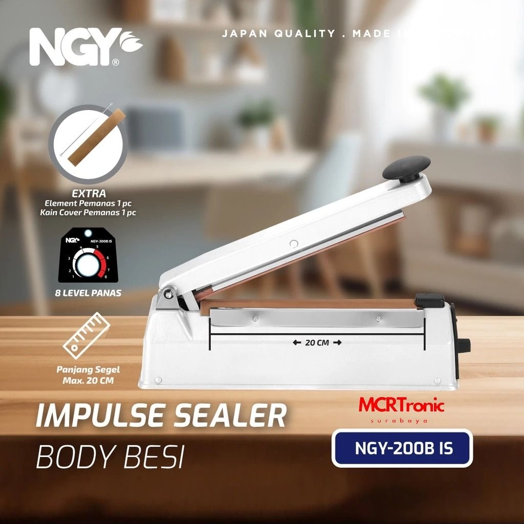 NAGOYA IMPULSE SEALLER ALAT PEREKAT / PRES PLASTIK BODY BESI NGY-200B 20CM / NGY-300B 30CM / NGY-400