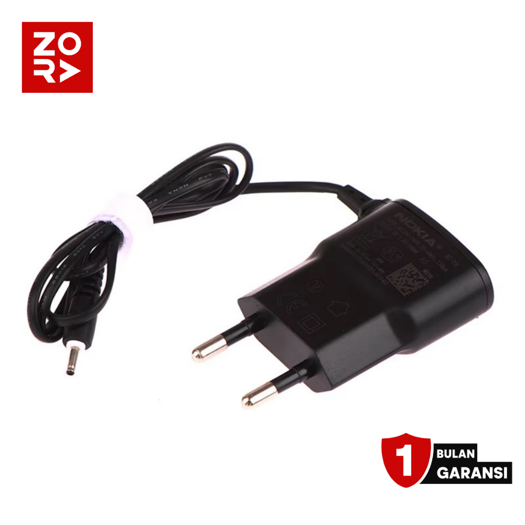 ZORA Charger Nokia Colokan Kecil Original AC-11E Casan Nokia Jadul Lubang Kecil For Nokia 105 108 12