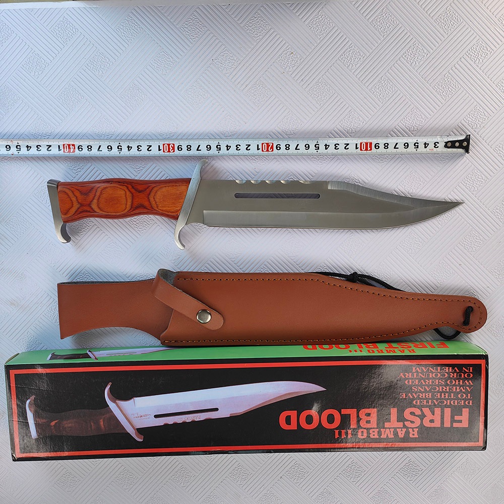 Rambo-Iii Pisau Taktis Premium Tebal 5.0Mm Untuk Bertahan Hidup, Pisau Kemah, Pisau Taktis, Pisau