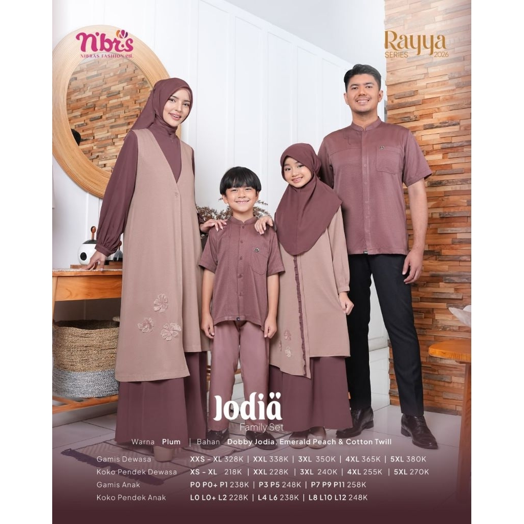 Family Set 2028 Nibras Jodia Plum| Sarimbit Terbaru Kekinian 2026| Gamis Nibras Simple Premium Jodia