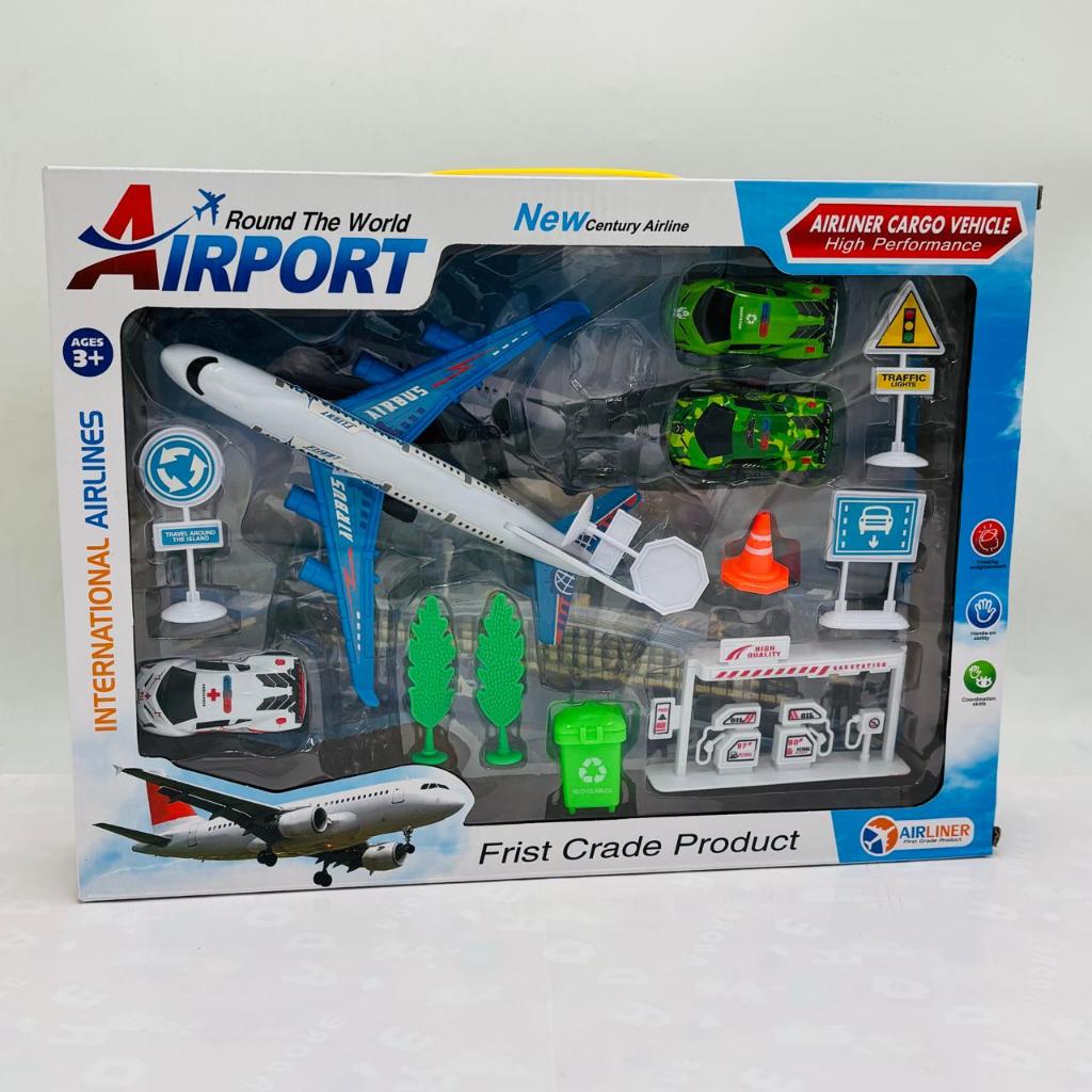 Mainan Track Bandara Pesawat Truk Bahan Bakar 16pcs Miniatur Airport