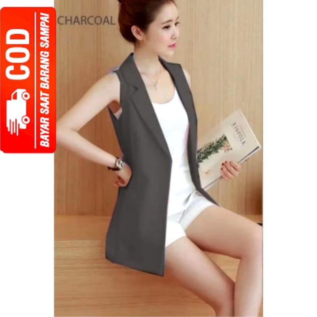 VEST BLAZER WANITA,JAS OUTER WANITA ,BLAZER TANPA LENGAN, ROMPI KERJA WANITA, BAJU WANITA