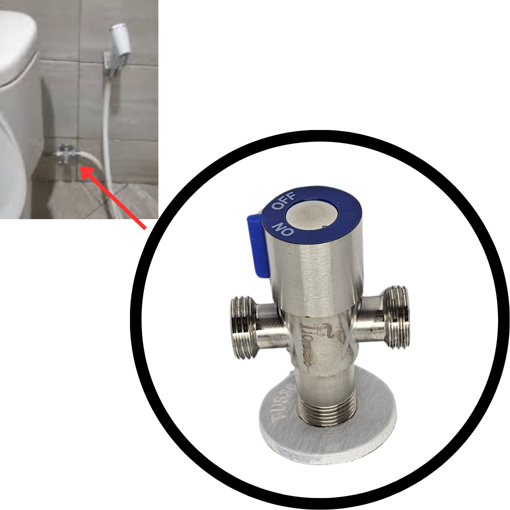Stop Kran Cabang 2 Cocok untuk Kloset dan Bidet Universal - Sparepart Kloset Duduk // shower jetspra