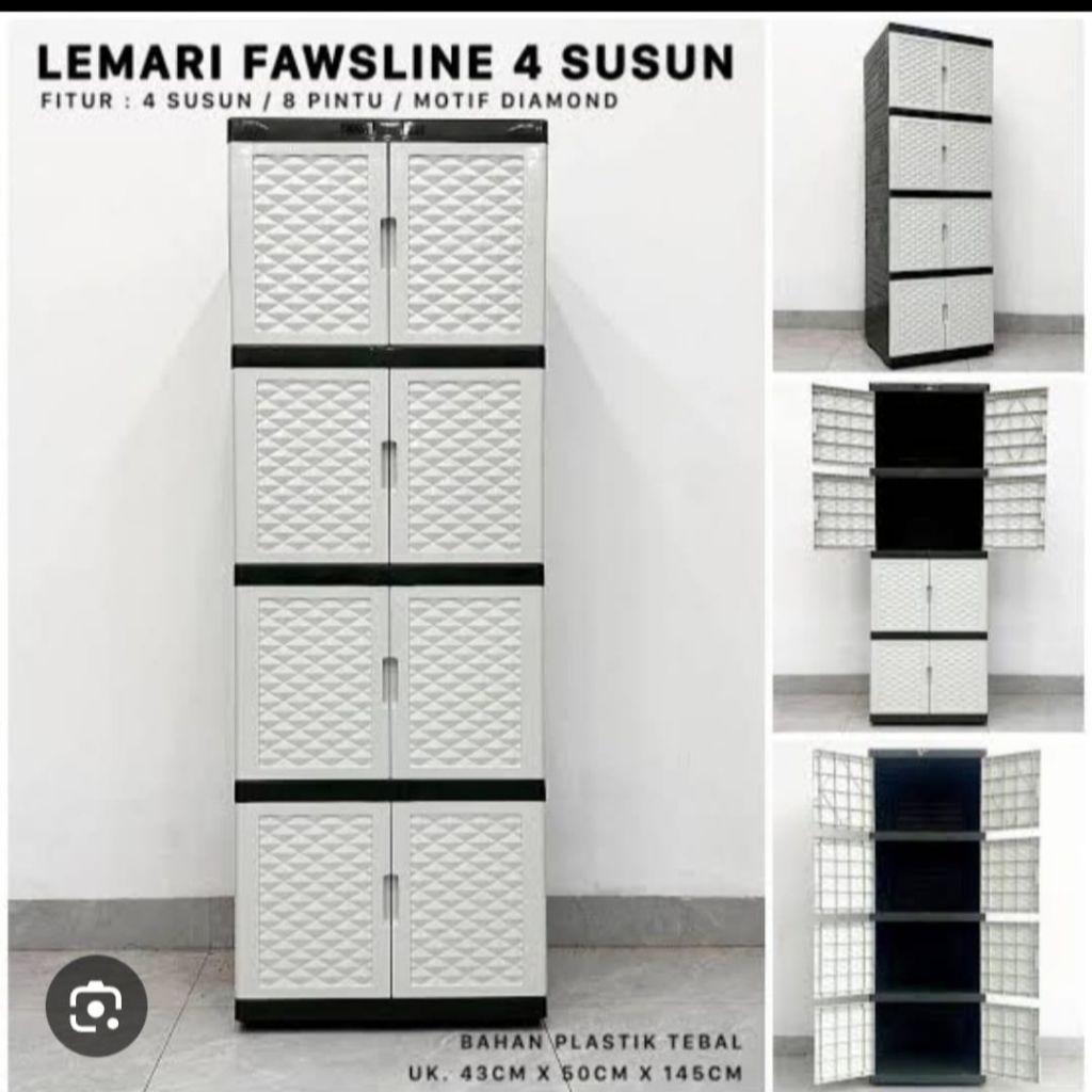 Lemari putih fawsline susun 4 lemari plastik PUTIH