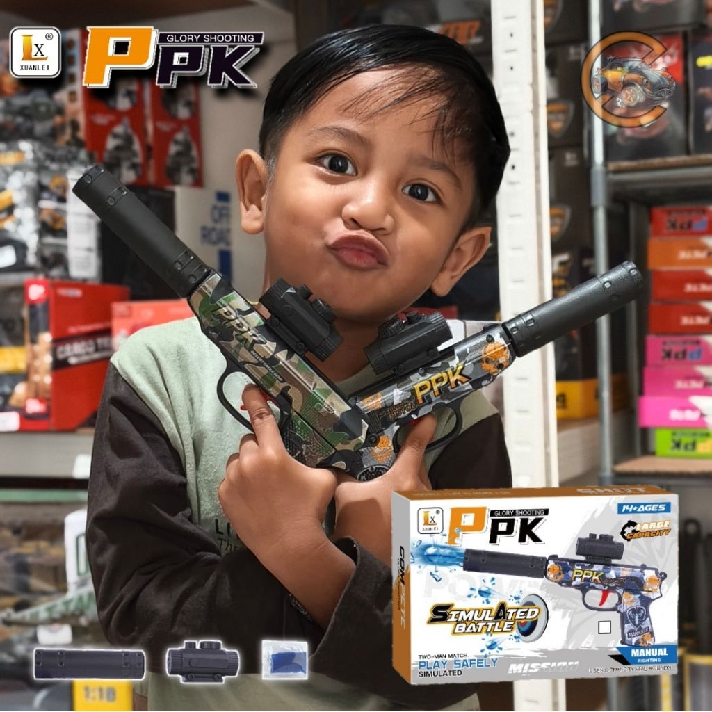 Mainan anak Tembakan Pistol Water Gell, PPK Pistol mainan