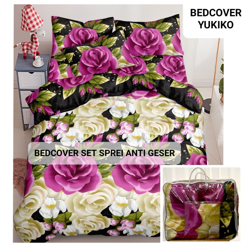 BISA COD BEDCOVER SET SEPREI ANTI GESER YUKIKO BED COVER ESTETIC SPREI 180X200 BED COVER MOTIF ESTET