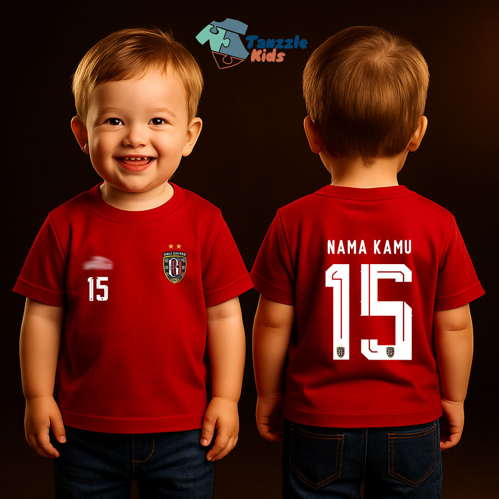 [BISA COD] Kaos Bola anak Bali United | Nama & Nomor | T-shirt Anak Bali United | Baju Anak Cowo Cew