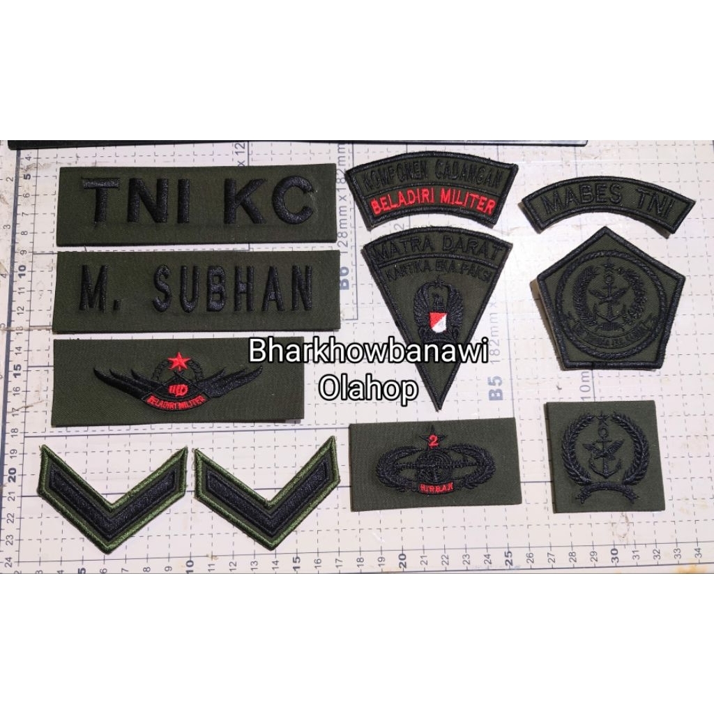 Atribut bordir TNI KC fullset Bet bordir tni kc fullset lengkap