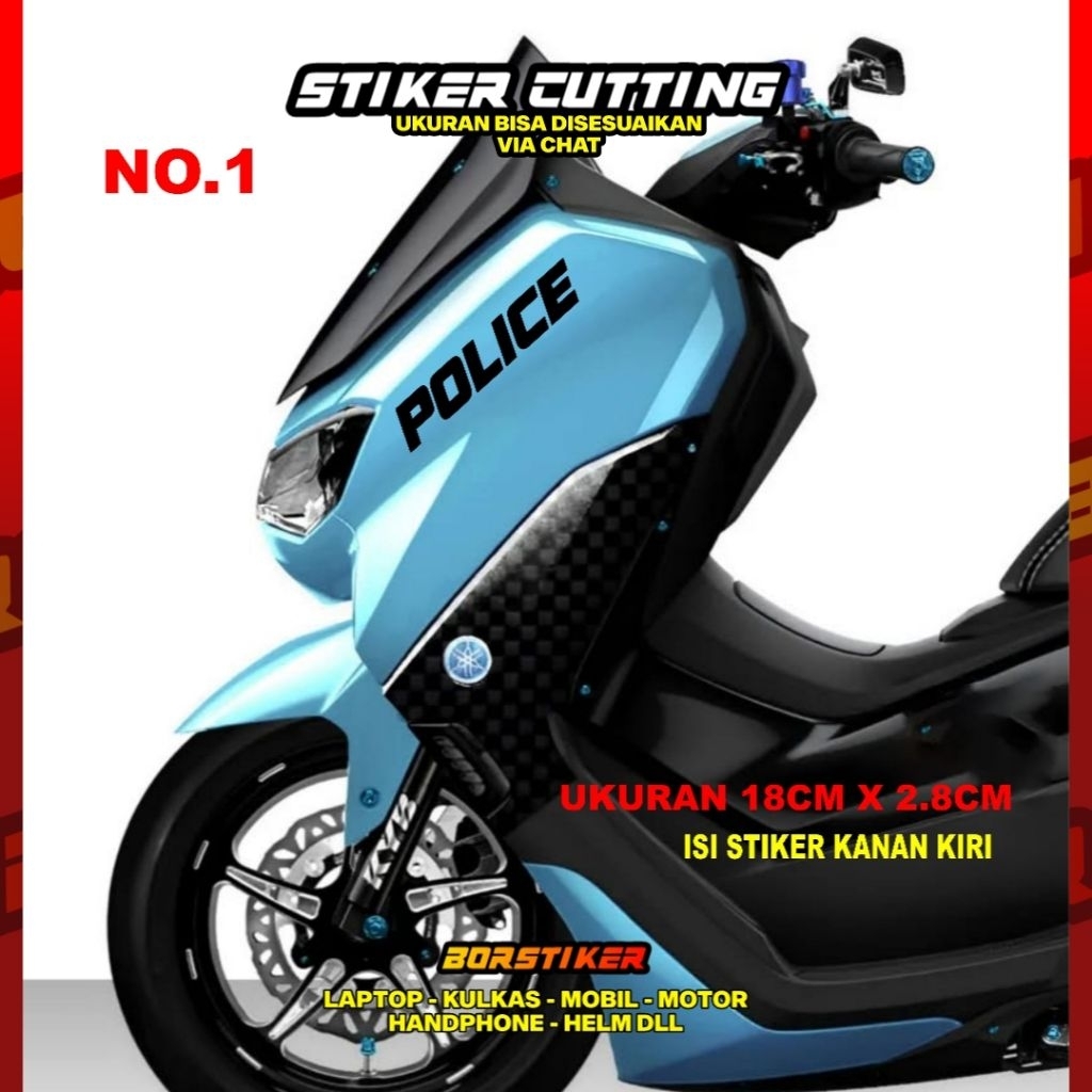 STIKER POLICE 2 STICKER TAMENG DEPAN NMAX CUTTING CUSTOM TRANSPARAN