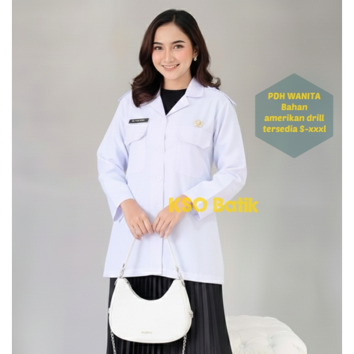 KSO BATIK BAJU PDH WANITA PREMIUM TERBARU BAHAN AMERIKAN DRILL TEBAL DAN ADEM
