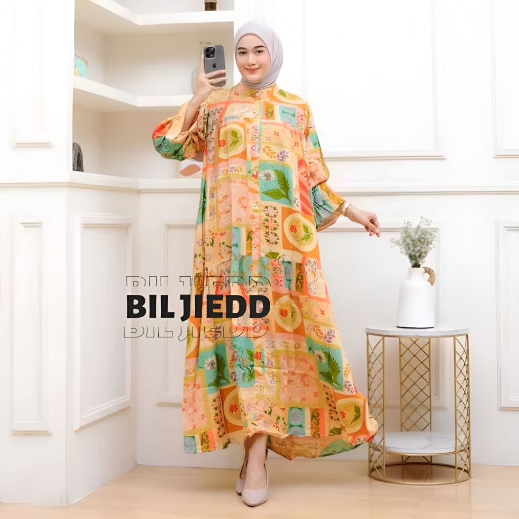 Gamis Lebaran 2026 Model Gamis Terbaru Motif Bunga Lengan Balon Gamis Rayon Premium Lengan Smok