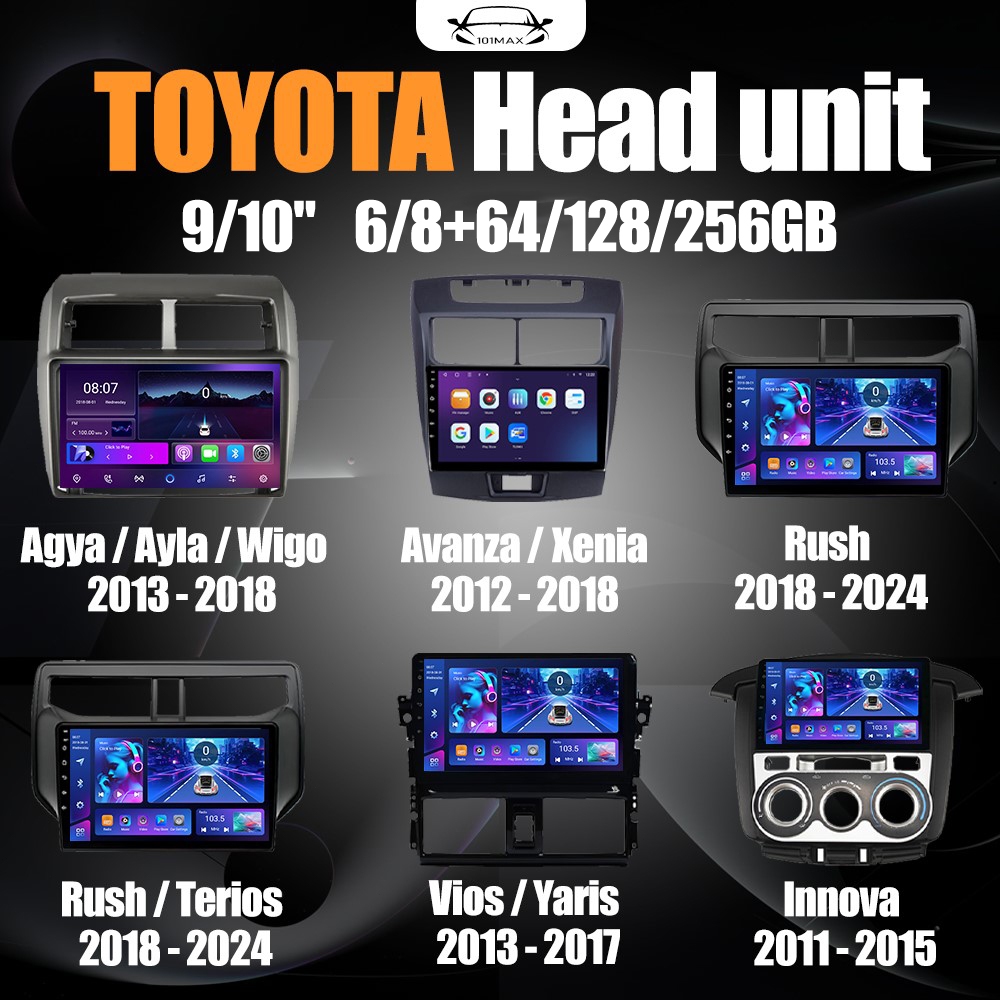 Toyota Head Unit 8 Chip Nuklir 8+64GB/8+128GB Android15 Head Unit Android 9 inch Avanza Xenia Rush T
