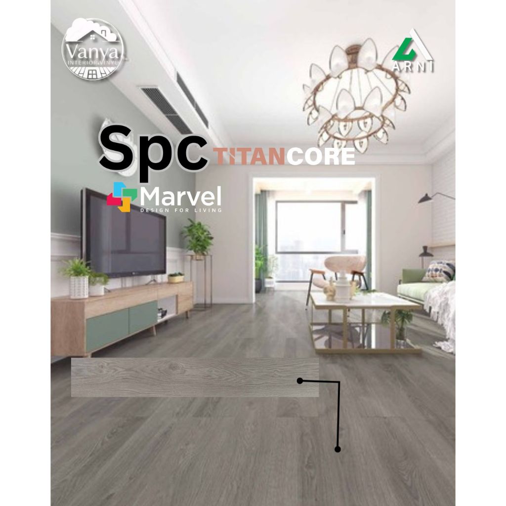 Lantai SPC Marvel Daneson TitanCore 10mm (8mm+2mm IXPE) | Waterproof & Click System